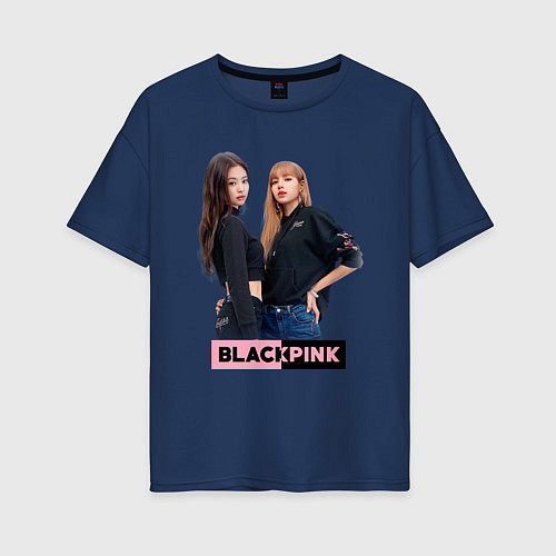 Женская футболка оверсайз Blackpink kpop / Тёмно-синий – фото 1