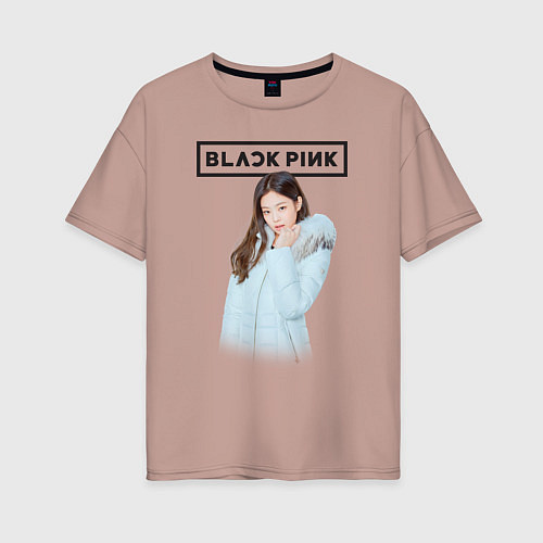 Женская футболка оверсайз Jisoo Blackpink winter / Пыльно-розовый – фото 1