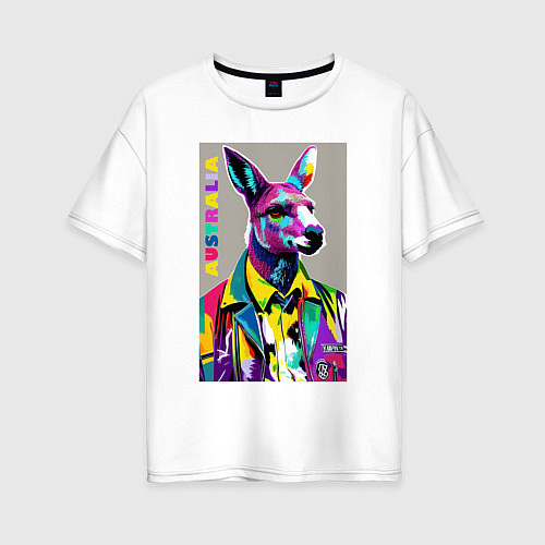 Женская футболка оверсайз Kangaroo - Australia - pop art / Белый – фото 1