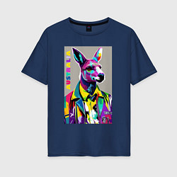 Футболка оверсайз женская Kangaroo - Australia - pop art, цвет: тёмно-синий