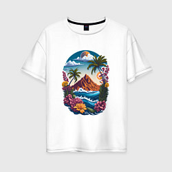 Женская футболка оверсайз Горы и море - экзотика