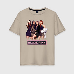 Футболка оверсайз женская Rose Blackpink kpop, цвет: миндальный