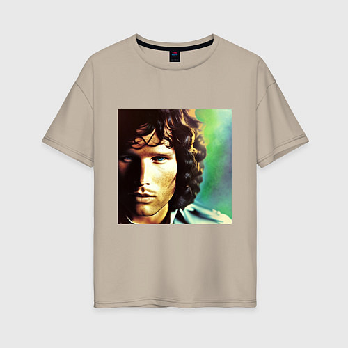 Женская футболка оверсайз Jim Morrison One eye Digital Art / Миндальный – фото 1