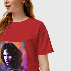 Футболка оверсайз женская Jim Morrison few color digital Art, цвет: красный — фото 2