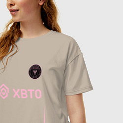 Футболка оверсайз женская Лионель Месси ФК Интер Майами форма гостевая, цвет: миндальный — фото 2