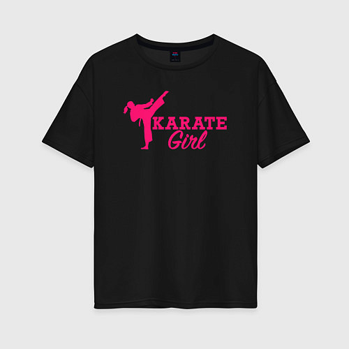 Женская футболка оверсайз Girl karate / Черный – фото 1