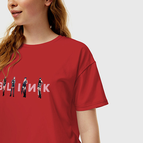 Женская футболка оверсайз Blackpink Блэкпинк / Красный – фото 3