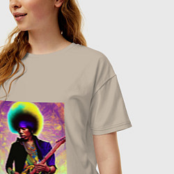 Футболка оверсайз женская Jimi Hendrix Rock Idol Art, цвет: миндальный — фото 2