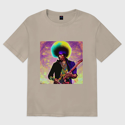 Женская футболка оверсайз Jimi Hendrix Rock Idol Art / Миндальный – фото 1