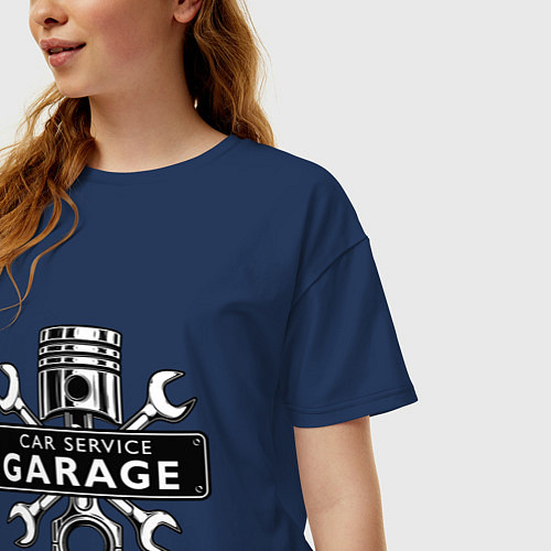 Женская футболка оверсайз Car service / Тёмно-синий – фото 3