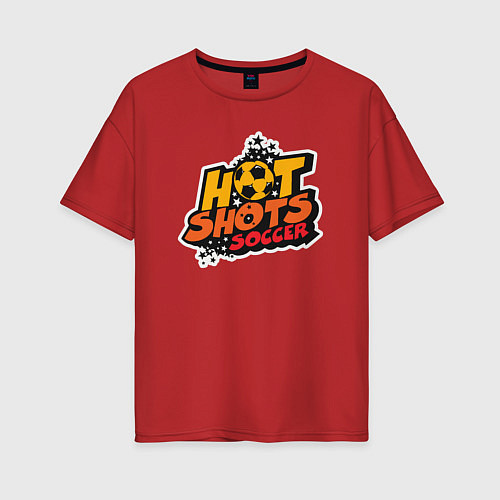 Женская футболка оверсайз Hot shots soccer / Красный – фото 1