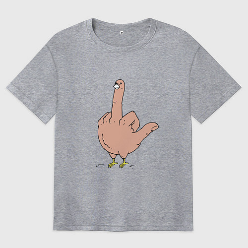 Женская футболка оверсайз Пошлая птичка - смешной фак / Меланж – фото 1