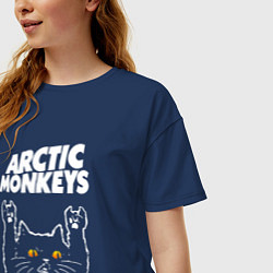 Футболка оверсайз женская Arctic Monkeys rock cat, цвет: тёмно-синий — фото 2