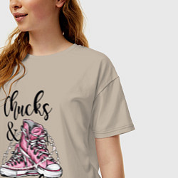 Футболка оверсайз женская Chucks and pearls, цвет: миндальный — фото 2