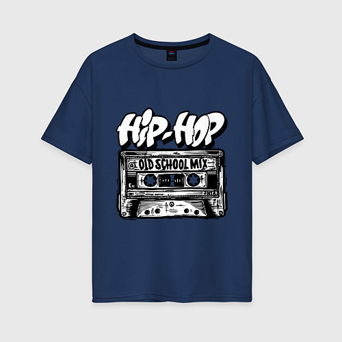 Женская футболка оверсайз Hip hop oldschool / Тёмно-синий – фото 1