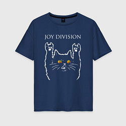 Женская футболка оверсайз Joy Division rock cat