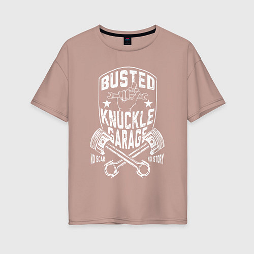 Женская футболка оверсайз Busted knuckle / Пыльно-розовый – фото 1