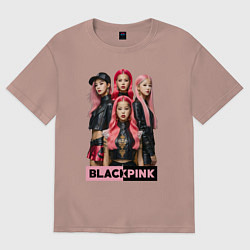 Футболка оверсайз женская Блэкпинк постер, цвет: пыльно-розовый