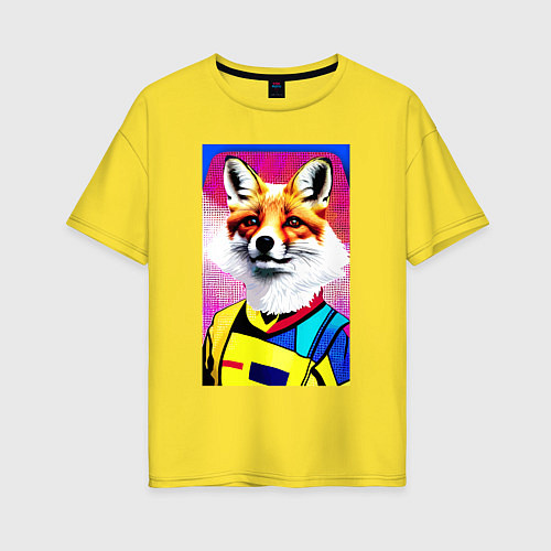 Женская футболка оверсайз Fox - pop art - fashionista / Желтый – фото 1