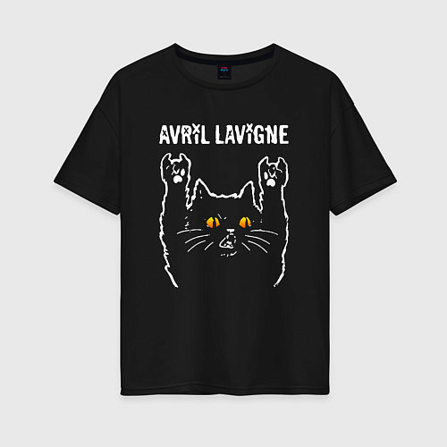Женская футболка оверсайз Avril Lavigne rock cat / Черный – фото 1