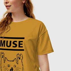 Футболка оверсайз женская Muse - rock cat, цвет: горчичный — фото 2