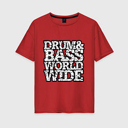 Женская футболка оверсайз Drum and bass world wide