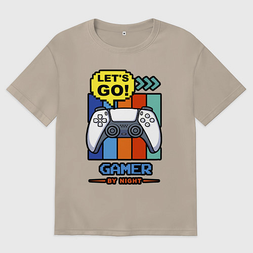 Женская футболка оверсайз Gamer by night / Миндальный – фото 1
