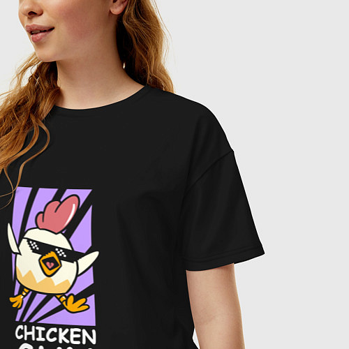 Женская футболка оверсайз Chicken Gun - Game / Черный – фото 3