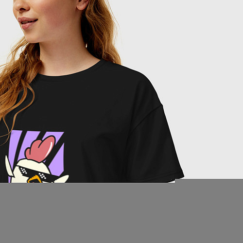 Женская футболка оверсайз Chicken Gun - Game / Черный – фото 3