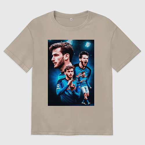 Женская футболка оверсайз Хвича Кварацхелия Наполи / Миндальный – фото 1