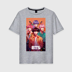 Женская футболка оверсайз BTS kpop anime