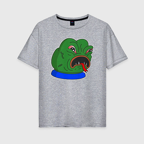 Женская футболка оверсайз Лягушонок Пепе рептилоид / Меланж – фото 1