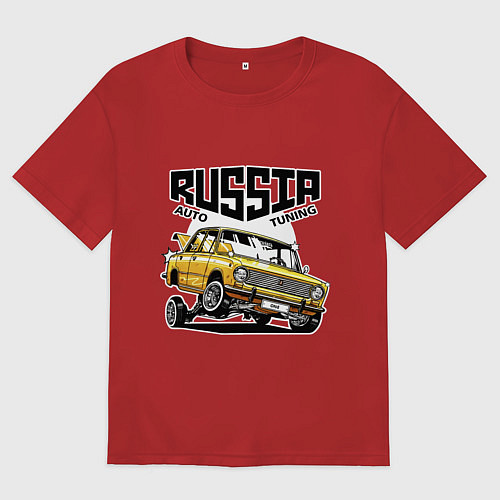 Женская футболка оверсайз Russia tuning car / Красный – фото 1