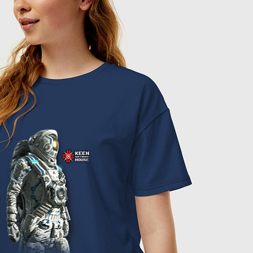 Женская футболка оверсайз Space Engineers / Тёмно-синий – фото 3