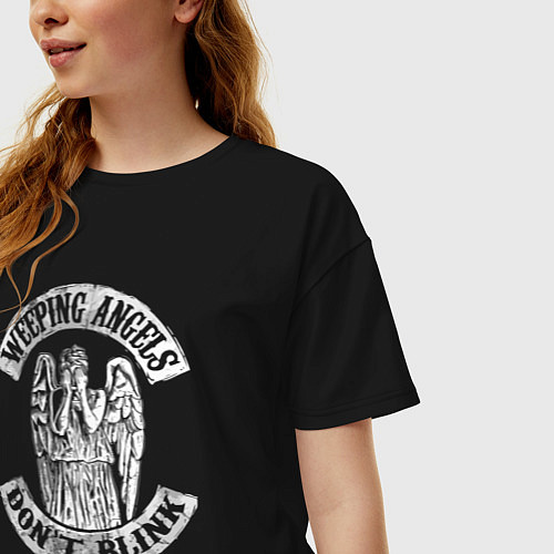Женская футболка оверсайз Плачущие ангелы / Черный – фото 3
