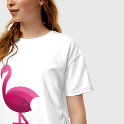 Футболка оверсайз женская Фламинго минималистичный, цвет: белый — фото 2