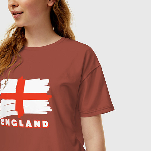 Женская футболка оверсайз England trip / Кирпичный – фото 3