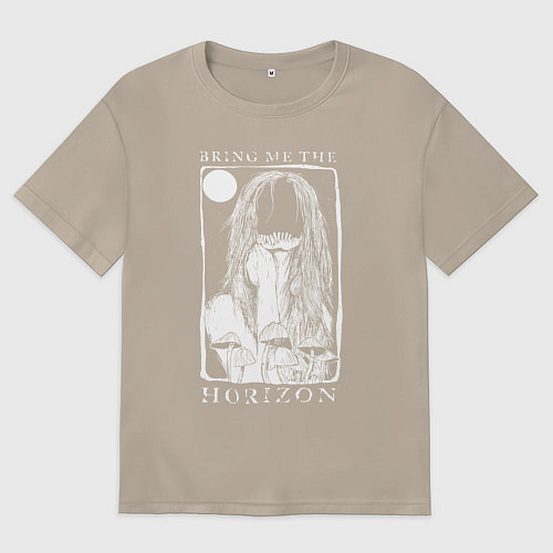 Женская футболка оверсайз Bring Me the Horizon girl / Миндальный – фото 1
