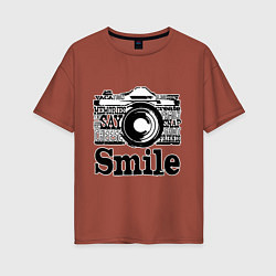 Женская футболка оверсайз Smile camera