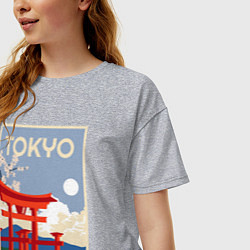 Футболка оверсайз женская Tokyo - japan, цвет: меланж — фото 2