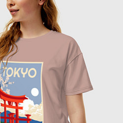 Футболка оверсайз женская Tokyo - japan, цвет: пыльно-розовый — фото 2