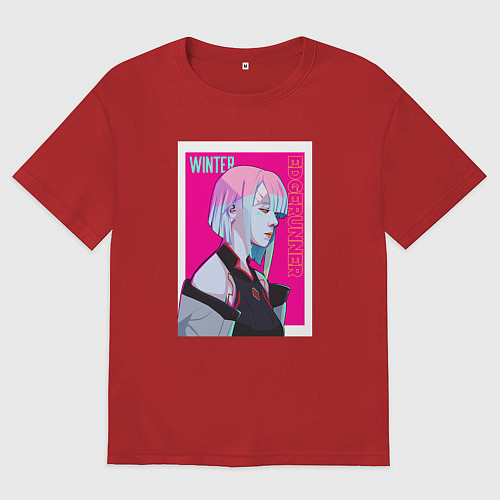 Женская футболка оверсайз Винтер из Aespa - киберпанка стиль / Красный – фото 1