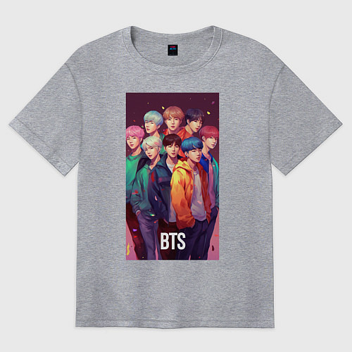 Женская футболка оверсайз BTS anime style / Меланж – фото 1