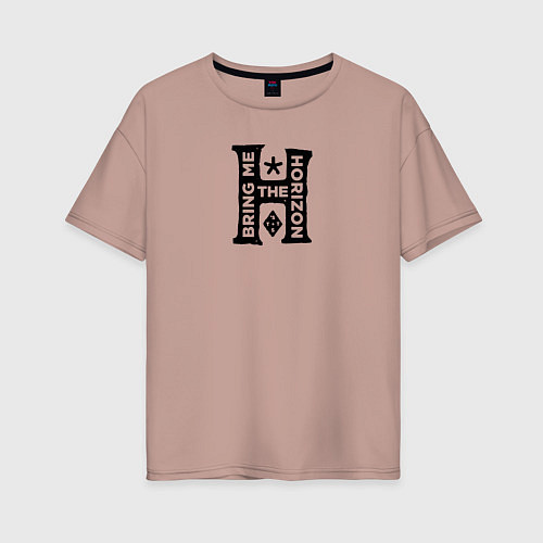 Женская футболка оверсайз Bring Me The Horizon emblem / Пыльно-розовый – фото 1