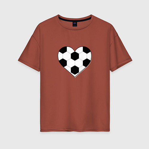 Женская футболка оверсайз Футбольное сердце / Кирпичный – фото 1