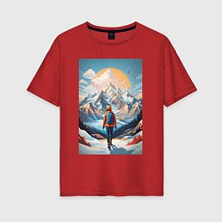 Женская футболка оверсайз Альпинист в Горах