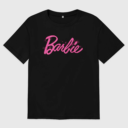 Женская футболка оверсайз Блестящий логотип Барби / Черный – фото 1