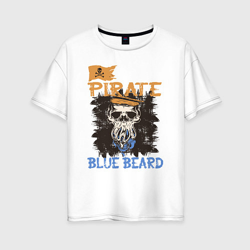 Женская футболка оверсайз Пират синяя борода / Белый – фото 1