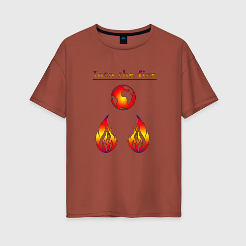 Женская футболка оверсайз Into the fire again / Кирпичный – фото 1