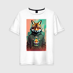 Футболка оверсайз женская Dude fox - urban style, цвет: белый